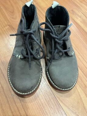 Zara Kids Dark Brown Lace-Up Ankle Boots